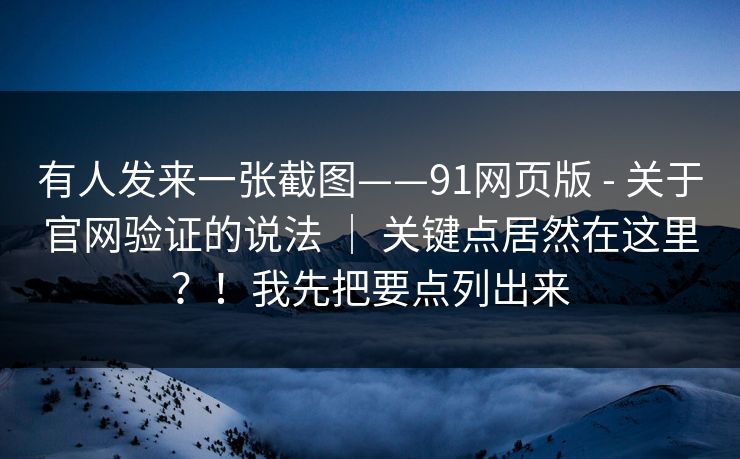 有人发来一张截图——91网页版 - 关于官网验证的说法 ｜ 关键点居然在这里？！我先把要点列出来  第1张