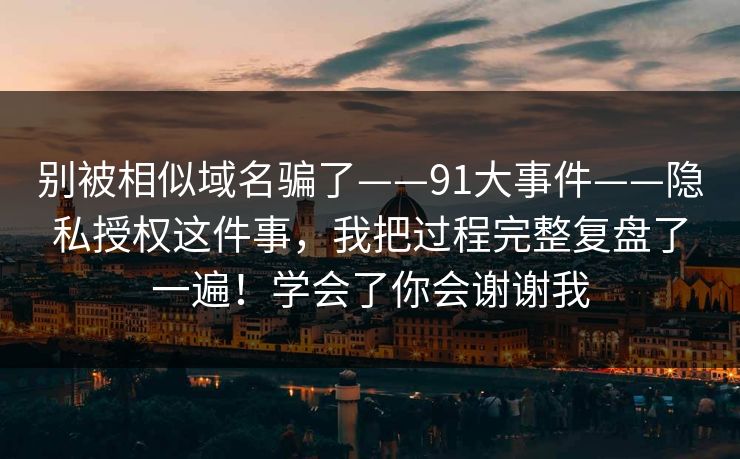 别被相似域名骗了——91大事件——隐私授权这件事，我把过程完整复盘了一遍！学会了你会谢谢我