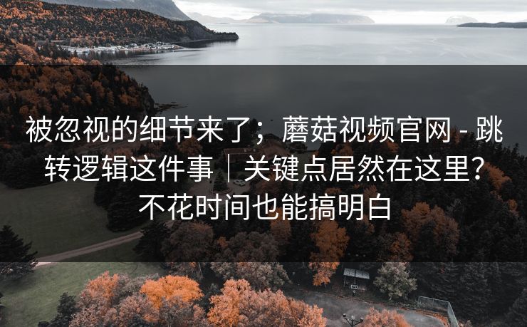 被忽视的细节来了；蘑菇视频官网 - 跳转逻辑这件事｜关键点居然在这里？不花时间也能搞明白  第1张